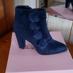 Navy Microsuede Bootie